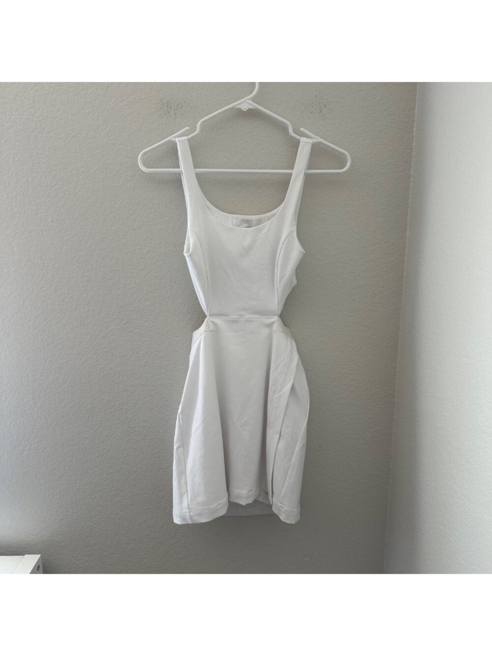 Outdoor Voices Court Mini Dress Minimalist White Open Back Sporty Activewear NWT
